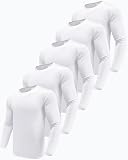 Boyzn 5er Pack Langarmshirts für Herren, Schnelltrocknend Funktionsshirt Herren Langarm Laufshirts, Atmungsaktiv Langarm Sport Shirt Gym Running Top Outdoor Fitness Oberteil für Männer White-5P02-L