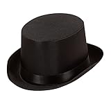W WIDMANN MILANO Party Fashion 2485T - Zylinder, schwarz, aus Satin, 18. und 19. Jahrhundert, Charleston, Flapper, Gangster, Motto-Party,