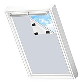 MUHOO Dachfenster Verdunkelungsrollo, UV-und Sonnenchutz Dachfenster Rollo ohne Bohren, 100% Blickdicht Verdunkelungsstoff, Tragbar & Zuschneidbar - Schwarz (mit Kleberpads) (Grau, 200x150cm)