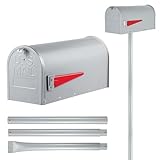 Feekoon Briefkästen für den Außenbereich mit Post, grauer Metall-Briefkastenhalter, mittlere Briefkästen für draußen, aus Zinklegierung, einfach zu installieren, Outdoor-Briefkasten mit Post für H