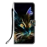 Sunrive Kompatibel mit ZTE Blade A612/A610 Hülle,Magnetisch Schaltfläche Ledertasche Schutzhülle Etui Leder Case Handyhülle Tasche Schalen Lederhülle MEHRWEG(Q Katze 6)