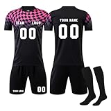 Personalisiertes Fußballtrikot Trikot Sets für Kinder,Herren Jungen Fussball Jersey Sportshirt Football Training Tshirts Shorts Socken Set mit T-Shirt Shorts Sock