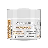 RevitaLAB Anti-Ageing Tages- und Nacht-Feuchtigkeitscreme mit Kollagen, angereichert mit Hyaluronsäure, Q10, Arganöl und einem UVA-/UVB-Filter, für Alter zwischen 40 und 55, 50