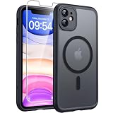 TOCOL 3 in 1 für iPhone 11 Hülle für MagSafe, Vollständiger Kameraschutz Stoßfest Kratzfest Magnetisch Handyhülle für iPhone 11 Case, Schw