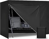 Aipwerer Hollywoodschaukel Abdeckung 3 Sitzer, Schutzhülle HollywoodSchaukel Wasserdicht, 600D Abdeckplane Gartenschaukel Winterfest Reißfest Bezug für Gartenschaukel (Schwarz, 220x150x150cm)