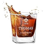 Maverton Whisky Glas - 250 ml - Whiskyglas mit Gravur - mit Namen und Datum personalisiert - graviertes Whiskeyglas - für Cognac - Bourbon - Whisky Geschenk