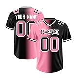 Personalisiert American-Football-Trikot Team Name Number & Logo Sports Uniform Football Jersey für Kinder Erwachsene Herren-Sporthemden Atmungsaktiv T-Shirt,Pink