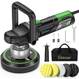 Poliermaschine, Ginour 900W auto Poliermaschine Set mit 6 Geschwindigkeit, Exzenter Poliermaschine mit 5 150mm Polierschwamm, abnehmbarer D-Griff und Seitengriff, 3M Kabel, Polieren Auto Boot M
