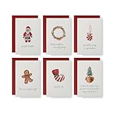emotioncards - (6 Stück) Weihnachtskarten-Set - lustige Sprüche - inkl. Umschlag - Aquarell - Premiumkarton mit angenehmer Haptik und beschriftet (115 mm x 170 mm)