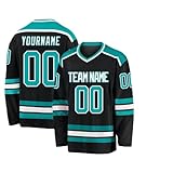 Generisch Personalisiertes Hockey-Trikot, Eishockey-Trikot gestalten Sie Ihr mit Ihrem Namen/Team/Nummer für Herren, Damen, Jugendliche (schwarz-3)