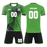 Generisch Fußball Trikot Kinder, Personalisiert Fussball Trikot mit Eigenem Namen Nummer Logo, Fußballtrikot Shorts Set für Jungen Männer Herrn,2 Jahre-3XL