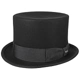 Lipodo Zylinder Filzhut schwarz Damen und Herren - Wollfilzhut Made in Italy - Hochzeitshut mit Ripsband - Hut Sommer/Winter - Zylinderhut aus Filz schwarz XL (60-61 cm)