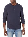 Amazon Essentials Herren Henley-Shirt mit langen Ärmeln und normaler Passform (erhältlich in Übergrößen), Marineblau, XL