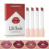 Matte Lippenstift Set - 4 Stück lippenstift, lippenstift rot, langanhaltende, hochpigmentierter Samt, kussechter lippenstift für Frauen (0,8 g x 4, Littlesmoke #A)