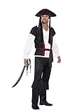 Smiffys Herren Kostüm Pirat Piratenkapitän Karneval Fasching Gr.S, Schw
