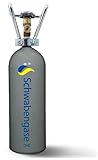 Schwabengase Co2 Flasche 2kg - Vorrats Kohlensäure Zylinder - Eigentumsflasche mit Rohrtragegriff, Neu befüllt, Kohlensäureflasche für Aquarien und Zapfanlagen, TÜV bis 2033