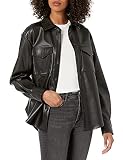 The Drop Damen @lisadnyc Lange Hemdjacke aus Kunstleder, Schwarz, M
