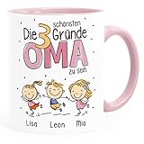 SpecialMe® Tasse Die schönsten Gründe Oma zu sein mit Enkel-Kindern und Namen personalisiertes Geschenk für Oma Oma rosa Keramik-T