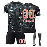 Personalisierbares Fußballtrikot Set 24-25 für Erwachsene & Kinder – Trikot, Shorts & Socken mit eigenem Namen & Nummer – Atmungsaktives Material – Ideal für Training, Fußb