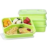 Sousnous Lunchbox mit Deckel Wiederverwendbare Bento Box aus PP, 4 er Meal-Prep Boxen mit 4 Fächer, Luftdichte Essensbox Tupperware für kinder & Erwachsener,Spülmaschinen- und mikrow