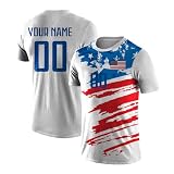 Yolovi Personalisiertes Fussballtrikot mit Namen Nummer Drucken Nationalflagge Sport Casual Trikots Fussballshirts für Herren Damen Jugendliche U