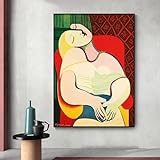 Zhaoyang Art Träumende Frau – von Picasso, abstrakte Leinwandgemälde, Reproduktionen, impressionistischer Wandkunstdruck für Wohnzimmerdekoration, 70 x 105 cm/28 x 41 Zoll, ung