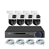 Wasserdichtes 6MP HD POE Überwachungskamerasystem Dual Lens PTZ WiFi IP Home Security 4CH 8CH POE NVR Video H.265 CCTV Kit (Size : None, Color : 8CH and 4PCS 6MP)