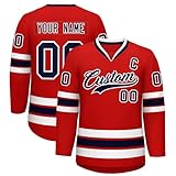 Personalisierbar Hockey Trikots Eishockey-Trikot mit Ihrem Namen/Team/Nummer/Logo Custom Hockey Jersey Hockey-Fans Bekleidung Eishockey Trikot Shirt Atmungsaktiv Sports Uniform,R