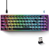 AK692 60% Bluetooth/Wireless/Wired Keyboard with 18 RGB Light, Hot Swappable Programmable Customized Computer Keyboard, Compact 69 Keys Mechanical Gaming Keyboard with Number Pad (White/Blue Switch)