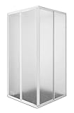 Duschkabine Acryl Glas, Dusche Eckeinstieg AC90W, Größe: 73-88cm x 73-88cm x 185 cm, Duschabtrennung Doppel Schiebetür Acryl D