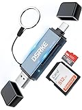 3in1 SD Kartenleser USB C/USB A/Micro USB Kartenlesegerät für Computer/Telefon, Aluminium SD Card Reader OTG Adapter für SD/MMC/Micro SD/TF/SDXC/SDHC/RS-MMC/UHS-I mit Windows/Mac OS/