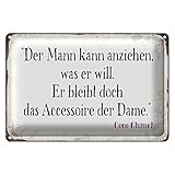 Vintage Coco Chanel Zitat Blechschild | Stilvolle Dekoration für Zuhause und Büro | Tolles Geschenk für Modebegeisterte | 18 cm x 12