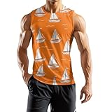 Tank Top Herren Muskelshirts Henry Rundhalsausschnitt Sport Tshirt Sommer Ärmelloses Unterhemden Bequem Muscle Shirt Gym Funktionsshirt Achselshirts Lässig Drucke Strand Tops(#A Saffron,XXL)