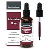 Astaxanthin Tropfen - 12 mg Astaxanthin pro 2-Tage Dosis - Hochdosiert & Vegan - 100% natürliches Astaxanthin - Hohe Bioverfügbarkeit - Laborgeprüft, 30