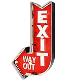 DiiliHiiri Exit 50er Jahre Leuchtschild — Ausgang Wandschild im Vintage-Stil mit LED Lichter Türschild für Bar Deko Retro Leuchtkasten | 22x41x5