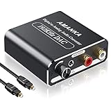 AMANKA Digital Analog Wandler mit einstellbarer Lautstärke, 192 kHz DAC Konverter Digital SPDIF Koaxial Toslink zu Analog Stereo L/R RCA 3.5mm Klinke Adapter, für Xbox/HDTV/Lautsprecher usw