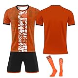 Trikot Sets Kinder Personalisiert mit Namen Nummern und Logo, Football Trikots Herren Jungen, Sportshirt Junge Football Training Tshirts Shorts Socken Fussball Geschenk