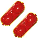 Maulwurfshop 2 x Eierbehälter Eierträger 2-Fach mit Salzstreuer und Löffel rot/gelb