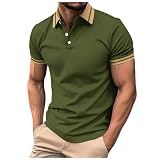 Generisch Herren Polo Shirt,Herren Basic Strick Poloshirt Einfarbig Button Down Polohemd Business Freizeithemd Kurzarm Farbverlauf Strand Hemden Komfortables Sportsty