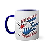 Ice Hockey Team Adler Manheim Eishockey Tasse innen und am Henkel dunkelblau außen weiß 330