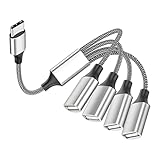 Leloco USB C Splitter 1 zu 4, USB C Stecker zu 4 USB A Buchse Kabel Adapter, Typ C Verteiler für Strom und Daten, Kompatibel mit Mobiltelefone, Tablets, Lapto, Mac, Auto, PS4, PS5 usw