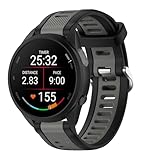 FiiMoo 22mm Ersatzarmband Kompatibel mit Garmin Venu 3/Venu 2/Forerunner 570 47mm/Forerunner 970/Forerunner 255/265 Ersatz Silikon Sport Armbänder, Verstellbare Armband, Ersatz Uhrenarmband - Schw