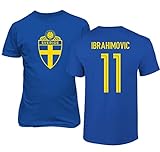 Emprime Baski Ibrahimovic Schweden Fußball Zlatan #11 Fußballtrikot-Stil Shirt Herren Jugend T-Shirt (Blau, S)