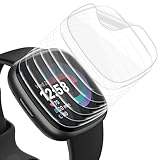 Tuocal 8 Stück Schutzfolie kompatibel mit Fitbit Versa 4 / Fitbit Versa 3 / Fitbit Sense 2 / Fitbit Sense Folie, Kratzfest Blasenfreie Selbstheilende TPU Displayschutz Folie, HD