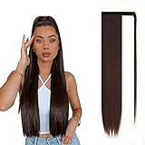 JJstar 70 cm Langes Glattes Pferdeschwanz Haarteil Synthetik Haarverlängerung Zopf Extension für Damen Mädchen(Dunkelbraun)