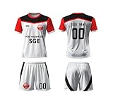 Generisch Frankfurt Fußball Trikot Kinder Set,Personalisierte Trikot Set mit Eigenem Namen & Nummer,Team -Logo, Fußball Geburtstag Geschenk für Kinder,Herren,Jungen, Atmungsak