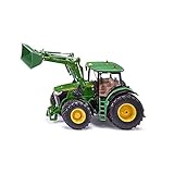 siku 6792, John Deere 7310R Traktor mit Frontlader, Grün, Metall/Kunststoff, 1:32, Ferngesteuert, Steuerung mit App via Bluetooth, Ohne F