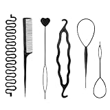 6 Stück Frisurenhilfe, Flechthilfe Haare Tool Kit DIY Style Mädchen Frauen Frisurenhilfe Band Spiral Flechten für Haarspangen, Haargeflecht Werkzeug für Mädchen Knotenringe für Haarstyling