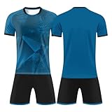 Personalisiert Trikot T-Shirt Shorts Socken Knieschützer 4 Teiliges Set mit Name Nummer Team Logo Fußballtrikot Kinder Jungen Personalisierte Fußballtrik