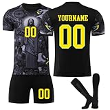 Brasilien Personalisiert Fußball Trikot mit Eigenem Namen Nummern für Kinder/Erwachsener, Fussball Trikot Shorts Socken Sets Trainingsanzug Jungen H